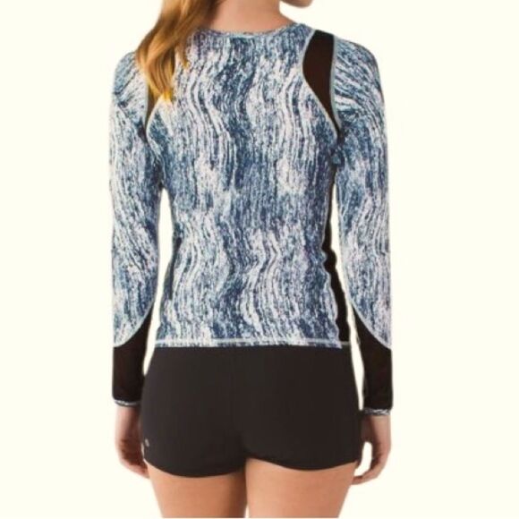 Lululemon Water: Sun Runner 1/2 Zip Texture Twist White Black / Black - Picture 3 of 12